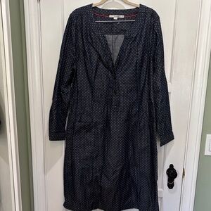 Boden dark chambray polka dot pull over dress 14 tall